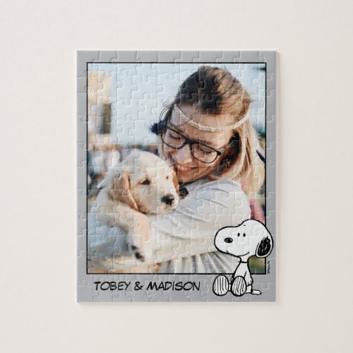 Snoopy on Black White Comics  Add Your Photo Jigsaw Puzzle