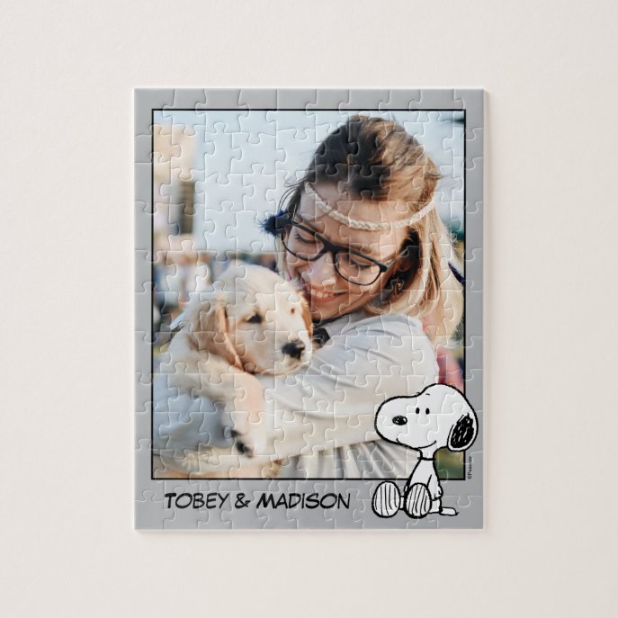 Snoopy on Black White Comics | Add Your Photo Jigsaw Puzzle
