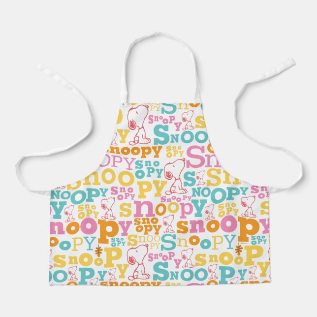 Snoopy Pastel Text Pattern Apron (Front)