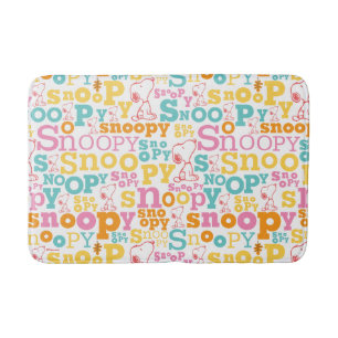 Snoopy Pastel Text Pattern Bath Mat