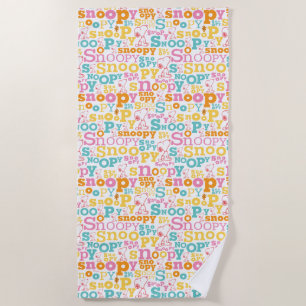 Snoopy Pastel Text Pattern Beach Towel