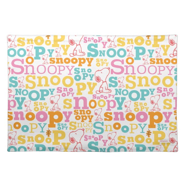 Snoopy Pastel Text Pattern Cloth Placemat (Front)