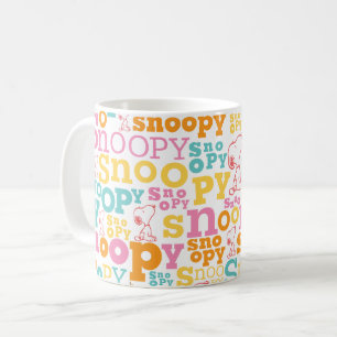 Snoopy Pastel Text Pattern Coffee Mug