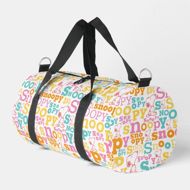 Snoopy Pastel Text Pattern Duffle Bag (Left Corner)