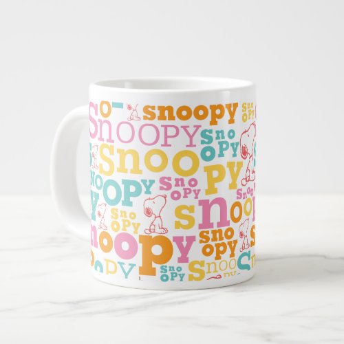 Snoopy Pastel Text Pattern Giant Coffee Mug