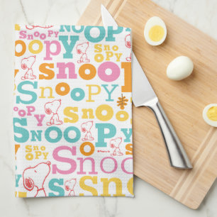 Snoopy Pastel Text Pattern Kitchen Towel