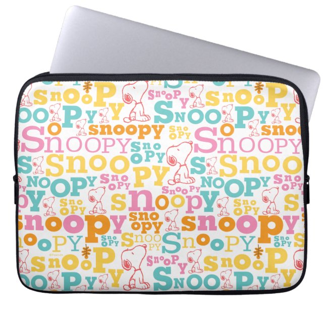 Snoopy Pastel Text Pattern Laptop Sleeve (Front)