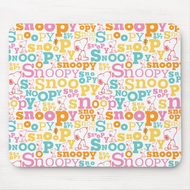 Snoopy Pastel Text Pattern Mouse Pad (Front)