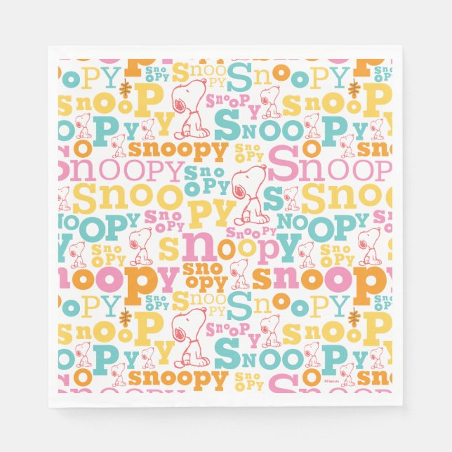 Snoopy Pastel Text Pattern Napkins (Front)