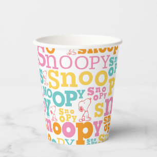 Snoopy Pastel Text Pattern Paper Cups