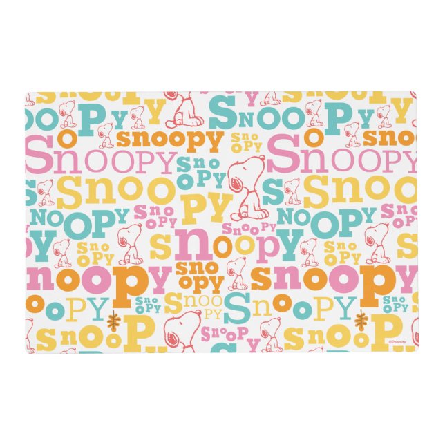 Snoopy Pastel Text Pattern Placemat (Front)