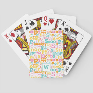 Snoopy Pastel Text Pattern Playing Cards