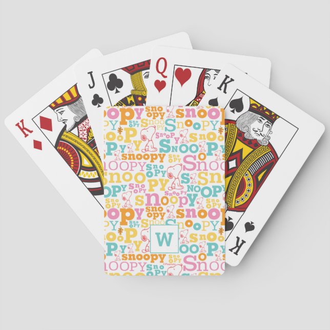 Snoopy Pastel Text Pattern Playing Cards (Back)