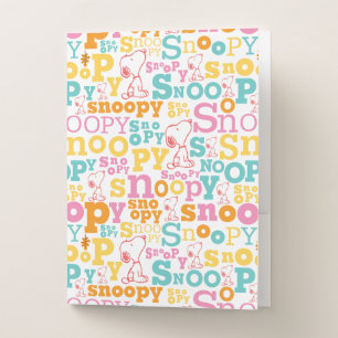 Snoopy Pastel Text Pattern Pocket Folder