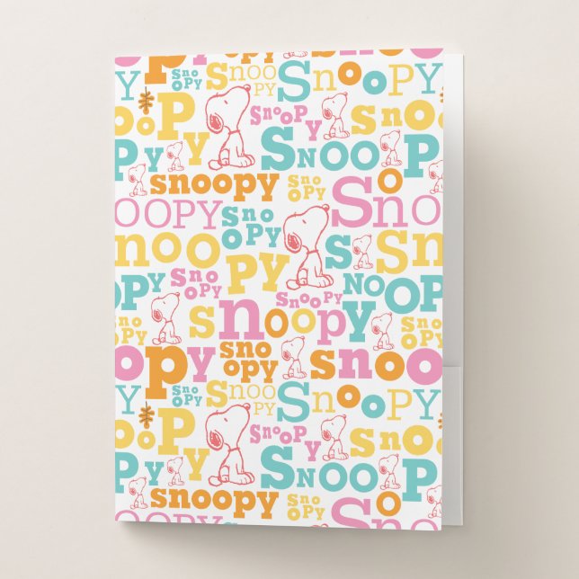 Snoopy Pastel Text Pattern Pocket Folder (Front)