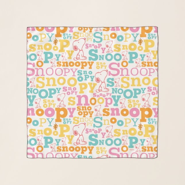 Snoopy Pastel Text Pattern Scarf (Front)