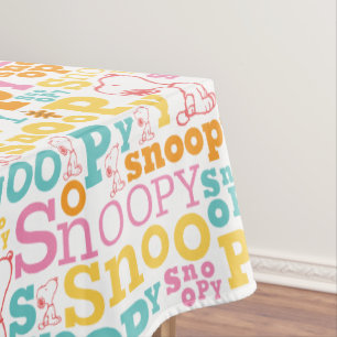 Snoopy Pastel Text Pattern Tablecloth