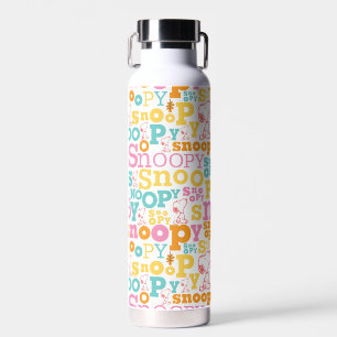 Snoopy Pastel Text Pattern Water Bottle