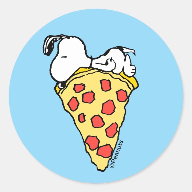 Snoopy Pizza Dreams Classic Round Sticker (Front)