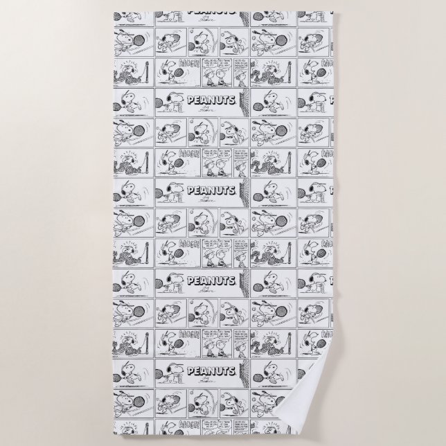 Snoopy Plays Tennis Beach Towel (Front)