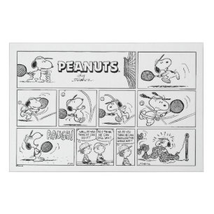 Snoopy Plays Tennis Faux Canvas Print