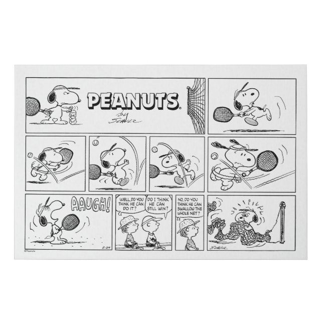 Snoopy Plays Tennis Faux Canvas Print (Front)