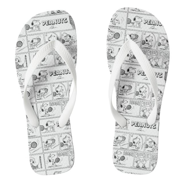 Snoopy Plays Tennis Flip Flops (Footbed)