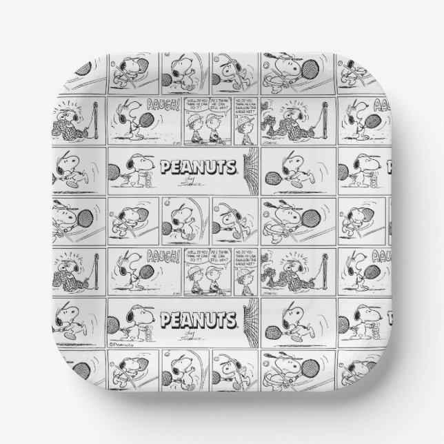 Snoopy Plays Tennis Paper Plates (Front)