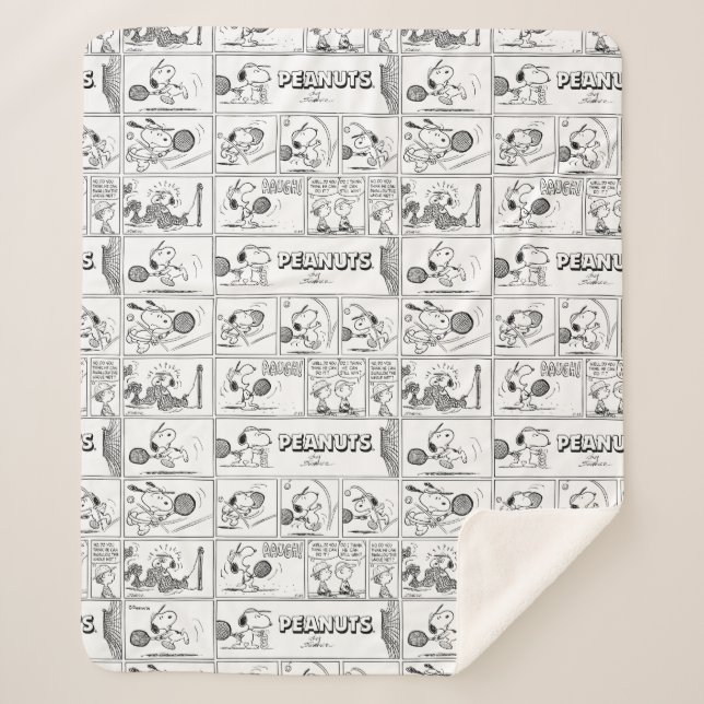 Snoopy Plays Tennis Sherpa Blanket (Front)