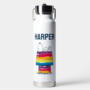 Snoopy Rainbow Dog House Add Your Name Water Bottle