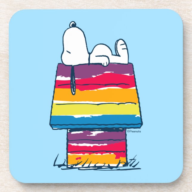 Snoopy | Rainbow Dog House Beverage Coaster (Front)