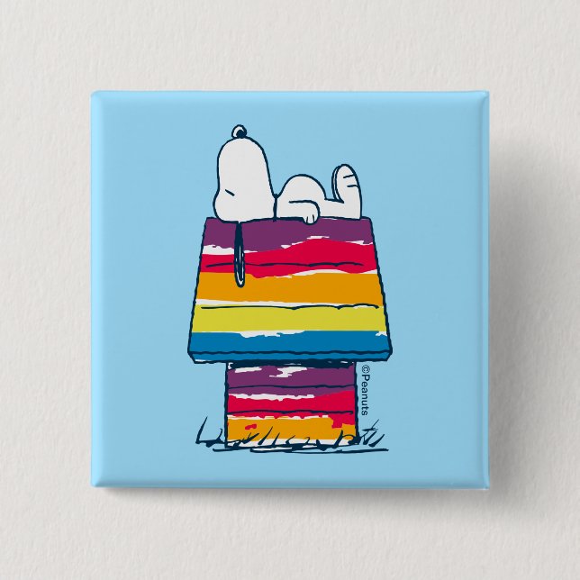 Snoopy | Rainbow Dog House Button (Front)