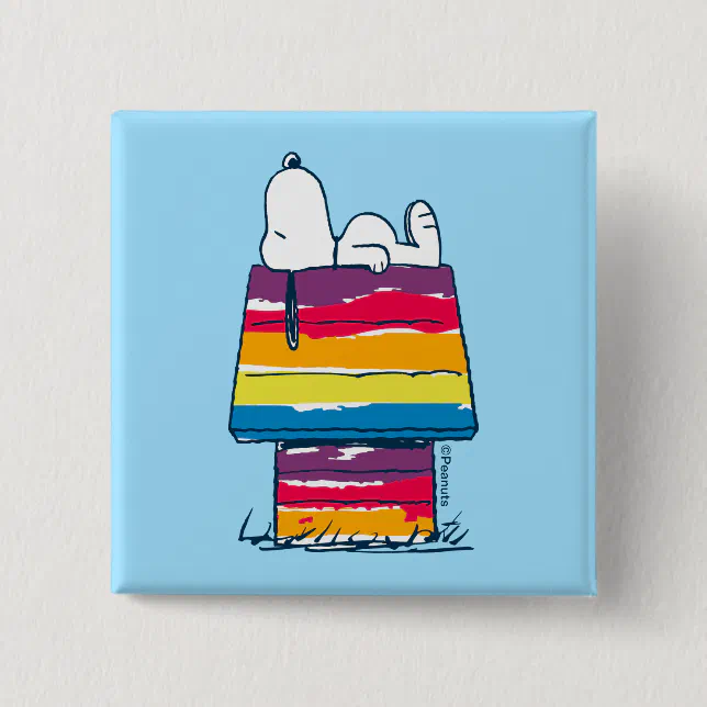 Snoopy Rainbow Dog House Button Zazzle