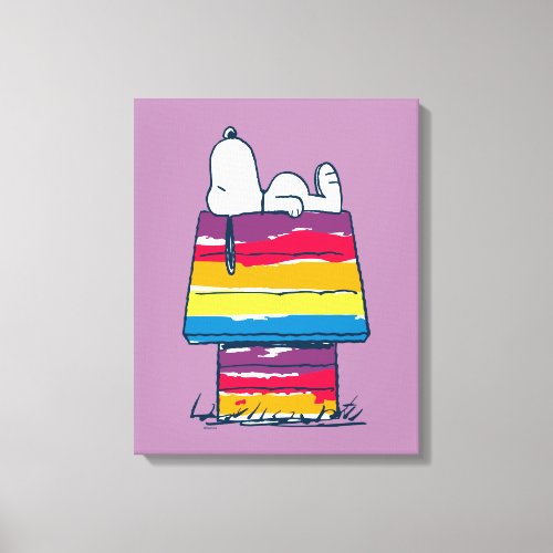 Snoopy  Rainbow Dog House Canvas Print