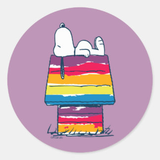 Snoopy | Rainbow Dog House Classic Round Sticker