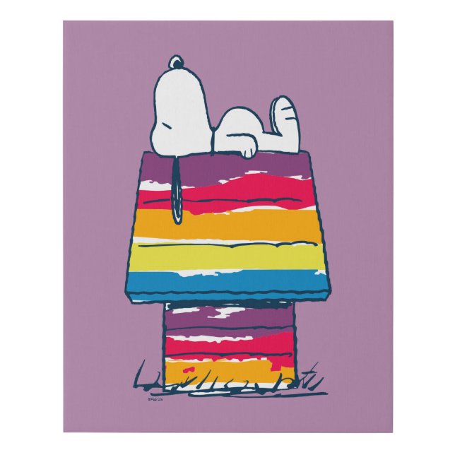 Snoopy | Rainbow Dog House Faux Canvas Print (Front)