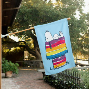Snoopy   Rainbow Dog House House Flag