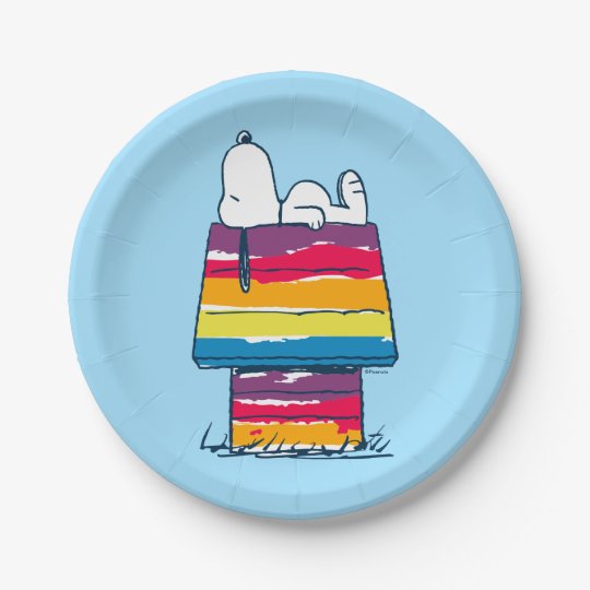 Snoopy Rainbow Dog House Paper Plate