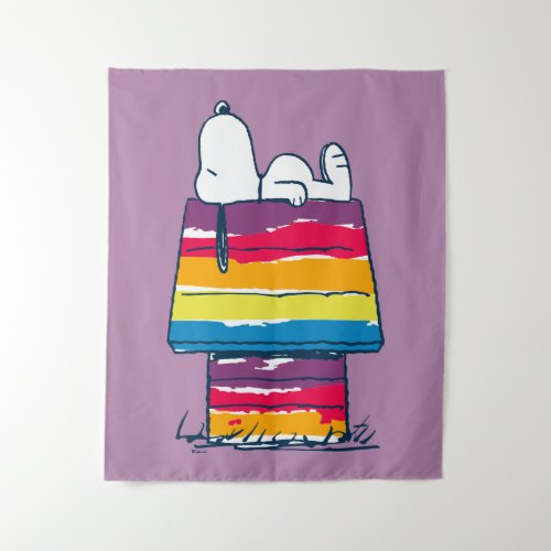 Snoopy  Rainbow Dog House Tapestry