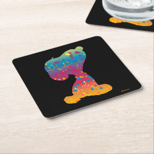 Snoopy Rainbow Graffiti Silhouette Square Paper Coaster