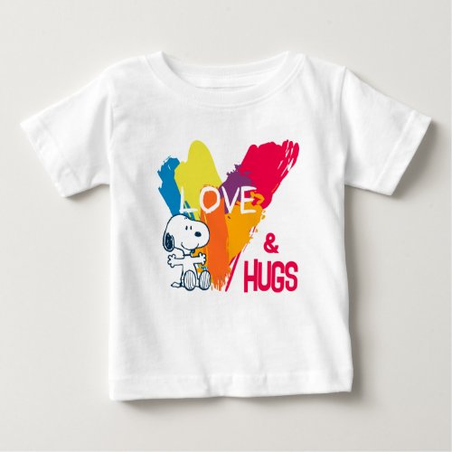Snoopy  Rainbow Love Heart Baby T_Shirt