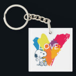 Snoopy | Rainbow Love Heart Keychain<br><div class="desc">Snoopy is the loveable pet beagle of Charlie Brown in the comic strip Peanuts by Charles M. Schulz. Check out this colorful rainbow heart Peanuts design featuring this loveable dog.</div>