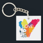 Snoopy | Rainbow Love Heart Keychain<br><div class="desc">Snoopy is the loveable pet beagle of Charlie Brown in the comic strip Peanuts by Charles M. Schulz. Check out this colorful rainbow heart Peanuts design featuring this loveable dog.</div>