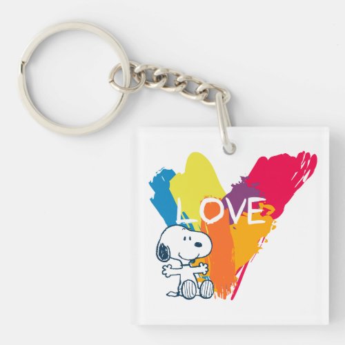 Snoopy  Rainbow Love Heart Keychain