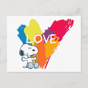 Snoopy Rainbow Love Heart Postcard