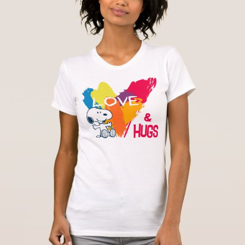 Snoopy  Rainbow Love Heart T_Shirt