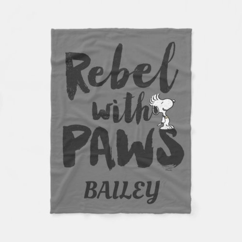 Snoopy Rebel With Paws Fleece Blanket