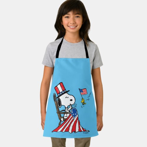Snoopy Sewing 4th of July Flag Apron