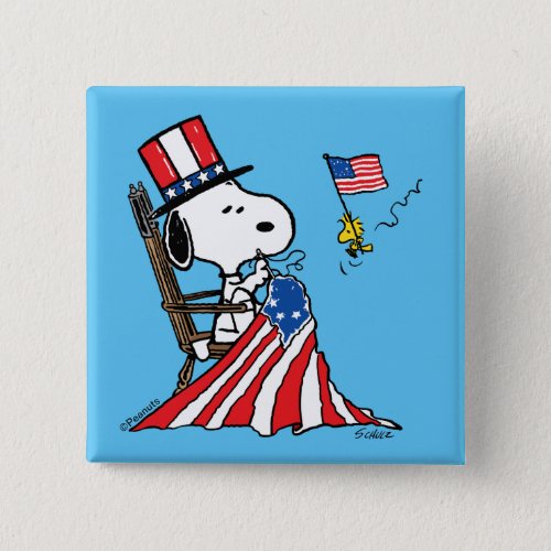 Snoopy Sewing 4th of July Flag Button