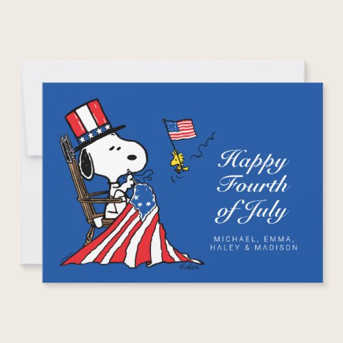 Snoopy Sewing 4th of July Flag Holiday Card